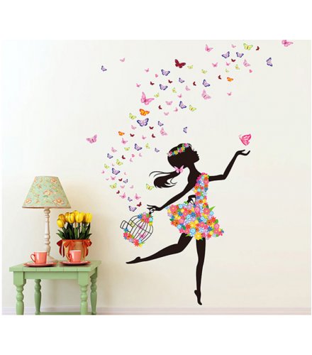 WST099 - Flower fairy dance girl Wall Sticker